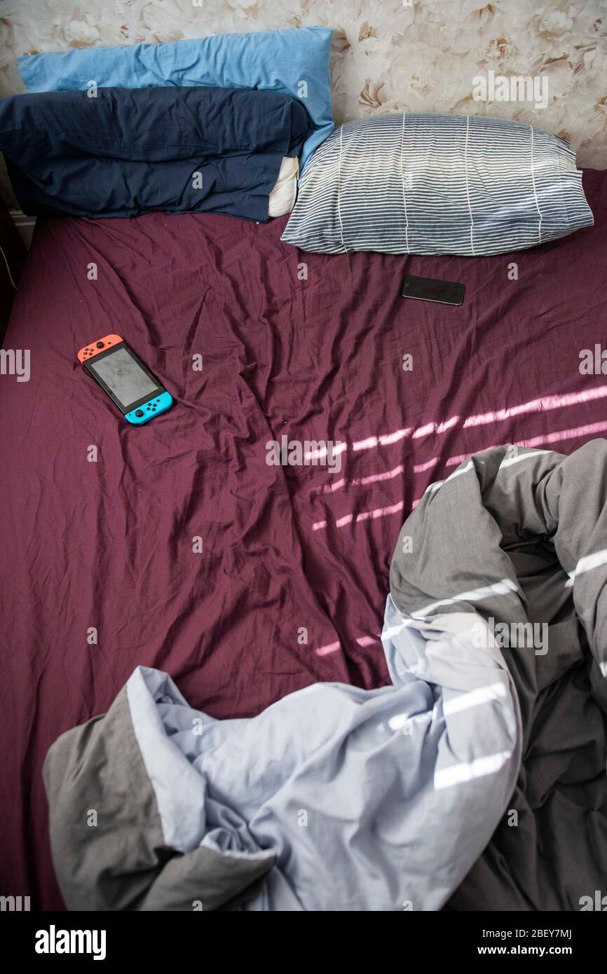 Messy bed during lockdown Stock Photo Alamy