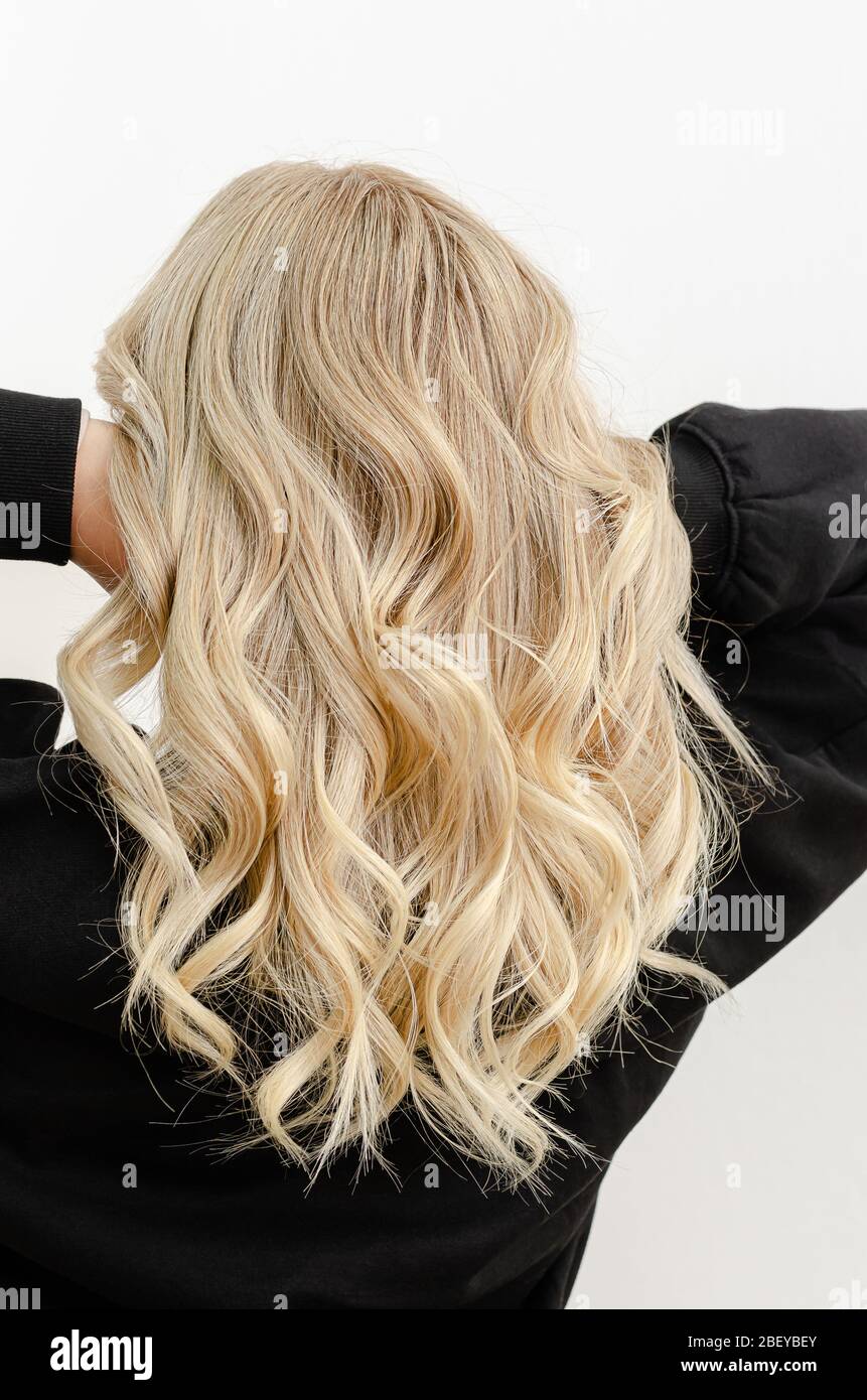 Set of hair dyeing process. Modern trendy Air Touch technique for hair