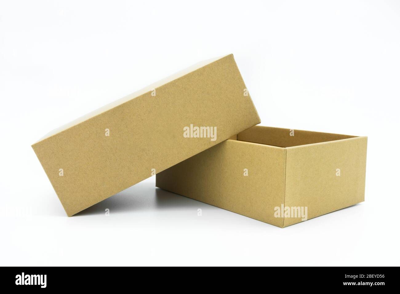 View of the brown carton isolated on the white background Stock Photo