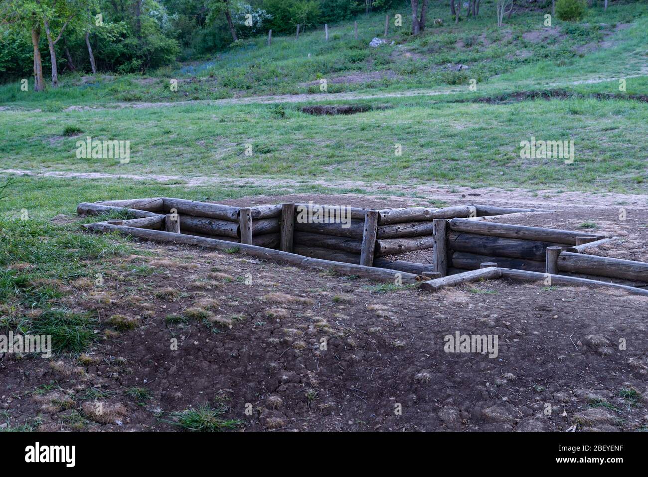 Defensive positions (trenches) on Sapun mountain. Sevastopol Stock Photo