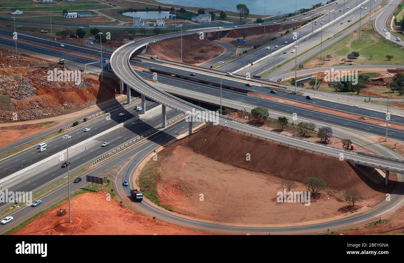 Aerial photo of N1 R21 intersection Stock Photo
