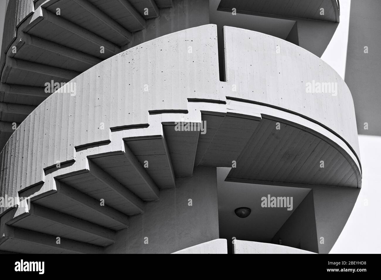 Helical staircase of a concrete modern building (Pesaro, Italy, Europe ...