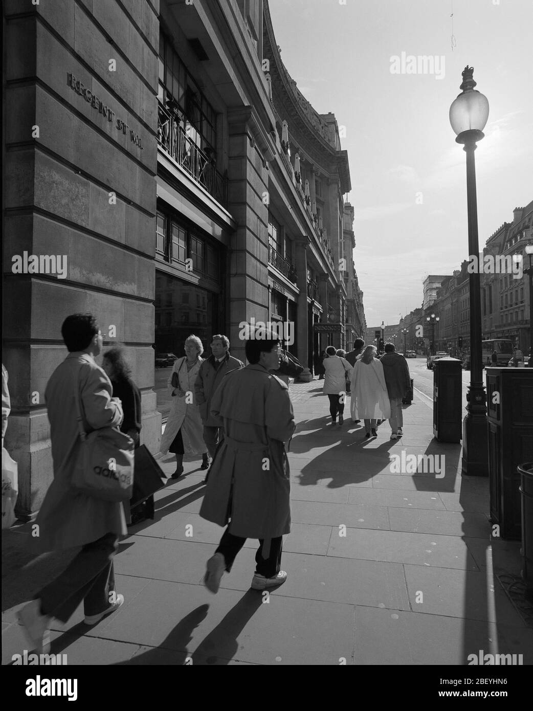 1992, people walking on Regent Street in Central London, UK Stock Photo ...