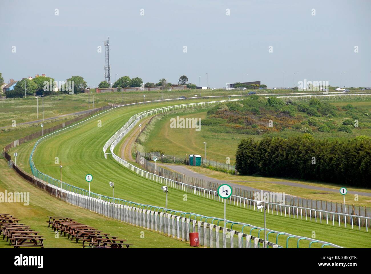 Horse racing course, empty as there was no meeting this day Stock Photo