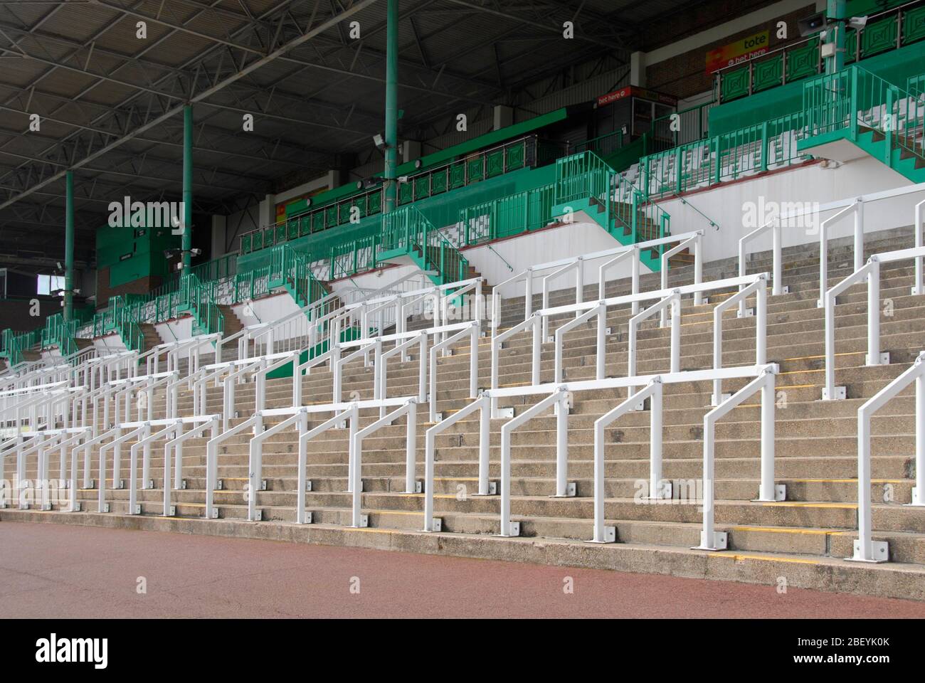 Empty grandstand at sports arena Stock Photo