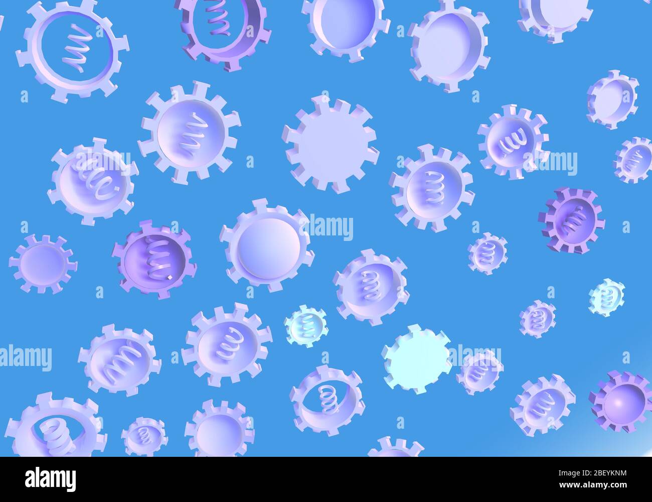 3D illustration of numerous viruses of various colors. Floating in ...