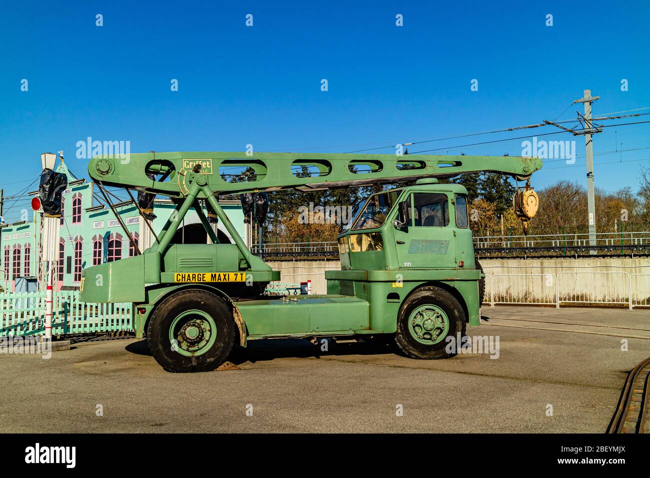 A vintage truck, now on display in the Cité du Train railway museum in Mulhouse, France. February 2020. Stock Photo