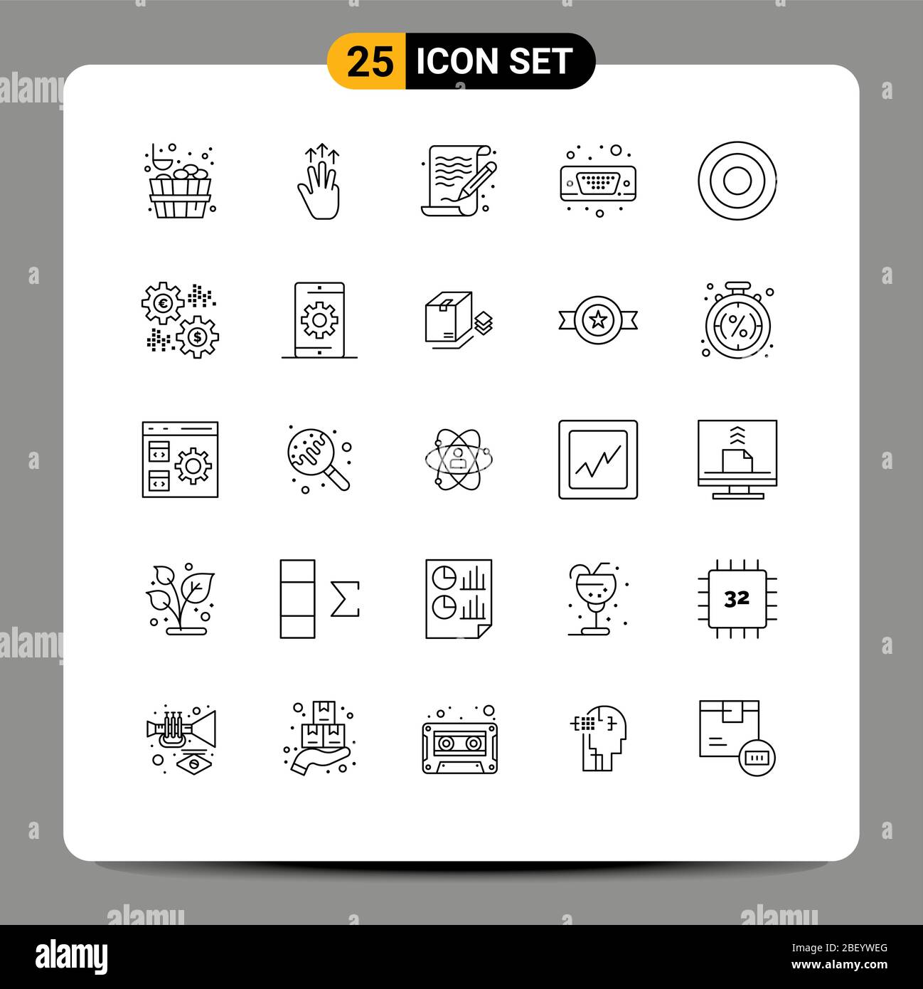 25 Line concept for Websites Mobile and Apps interface, vga, art, port, display Editable Vector Design Elements Stock Vector