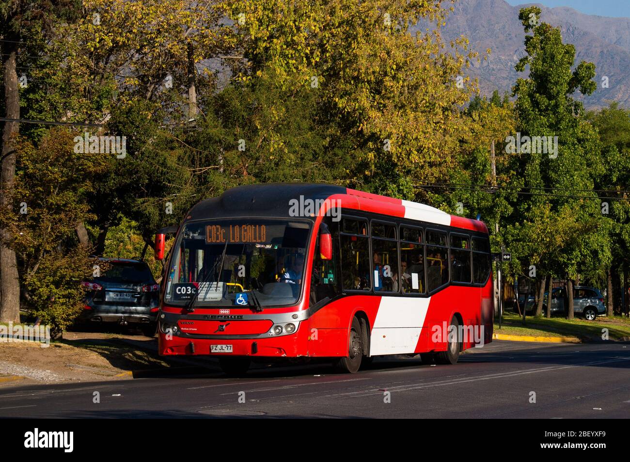 SANTIAGO, CHILE - MARCH 2016: A Transantiago bus in Las Condes Stock Photo