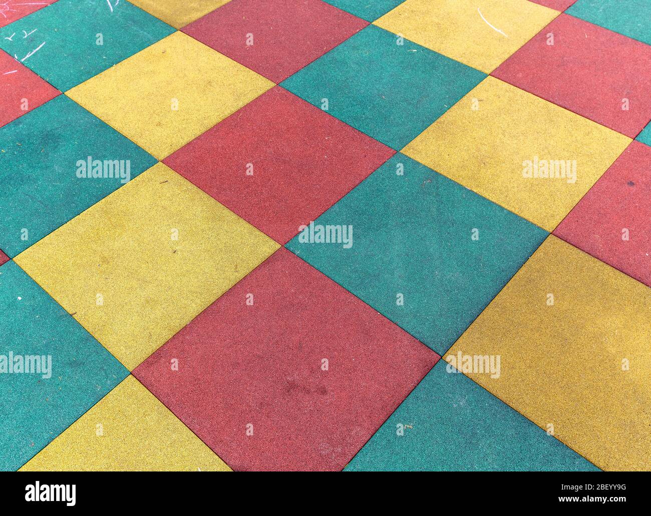 The soft rubber crumb on Playground in Moscow, Russia Stock Photo