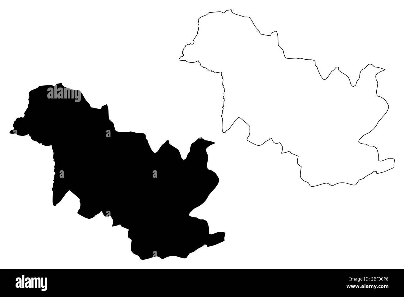 Samtse District (Districts of Bhutan, Kingdom of Bhutan) map vector illustration, scribble sketch Samtse map Stock Vector