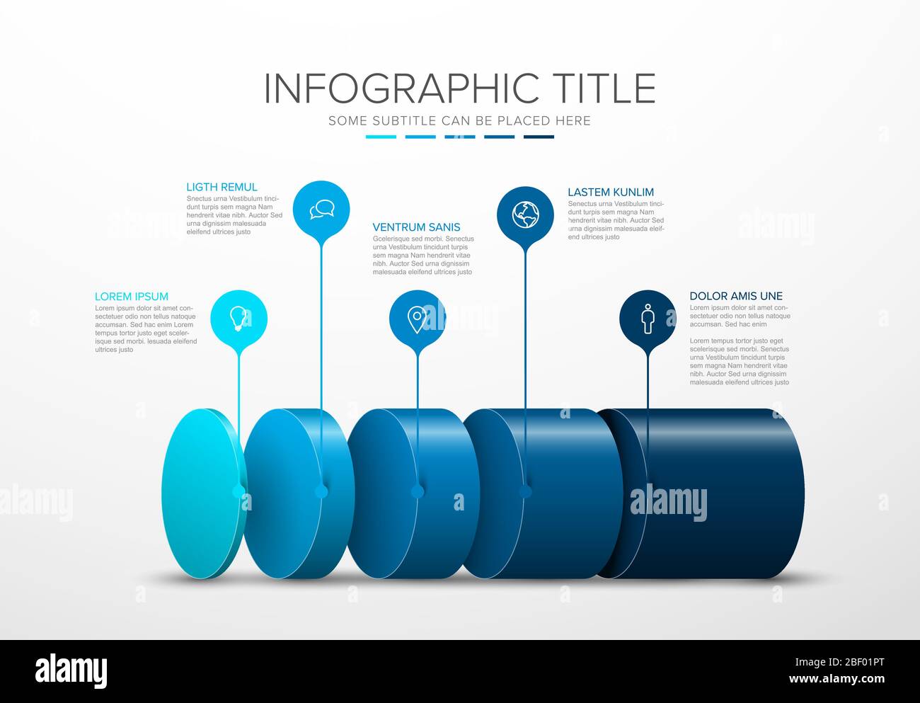 Vector Infographic layers template with five levels for material structure blue template