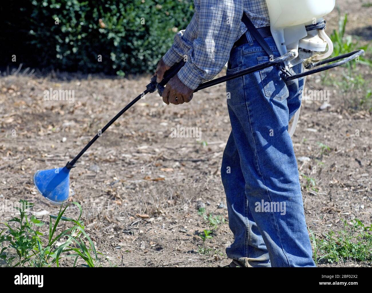 2008 - farmer spraying herbicide Stock Photo