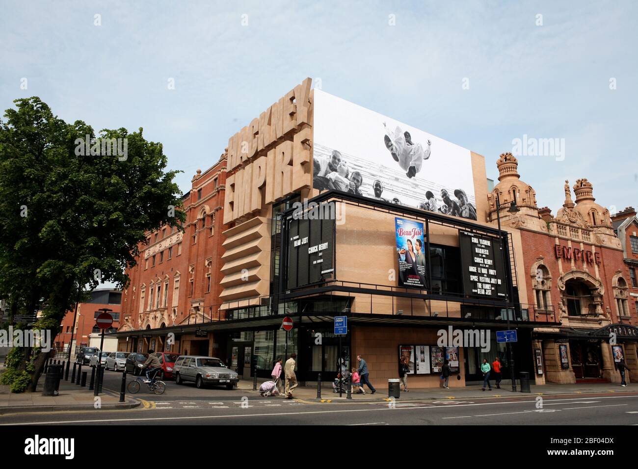 Huge blow-up, by the French street artist JR, called the 'photograffeur', Hackney Empire, Mare Street, London Stock Photo