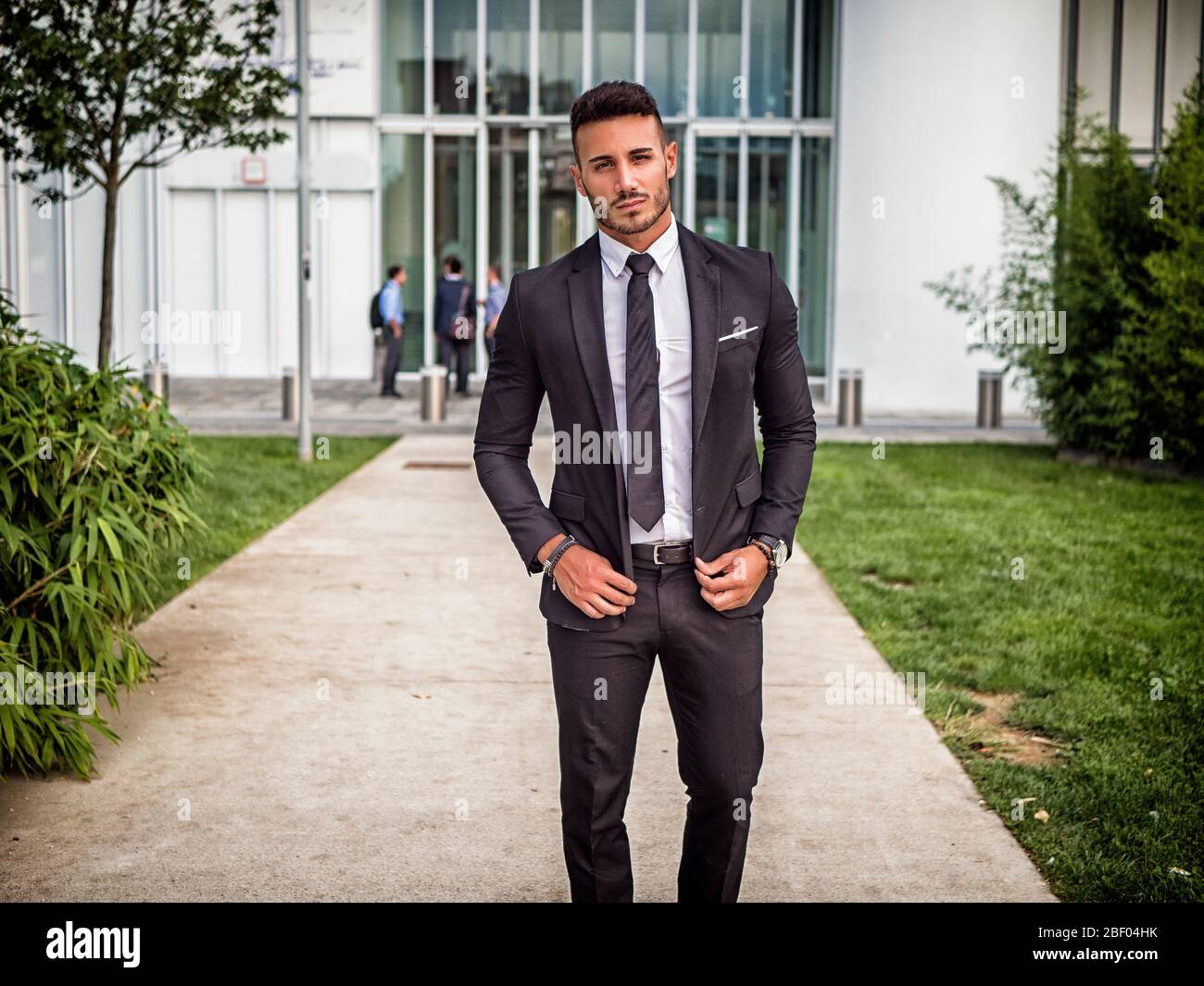 Stylish handsome young man wearing business suit Stock Photo - Alamy