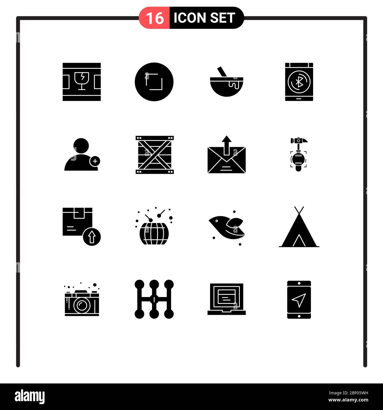 16 Creative Icons Modern Signs and Symbols of new, smartphone, bowl, data, bluetooth Editable Vector Design Elements Stock Vector