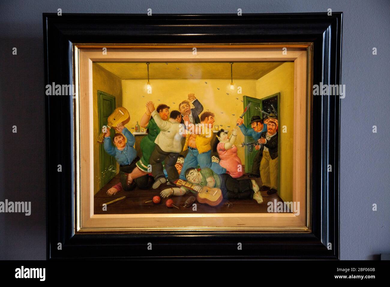 Massacre On The Best Corner 1997 painting by Botero at the Botero Museum also known as Museo Botero, Bogotá, Colombia, South America. Stock Photo