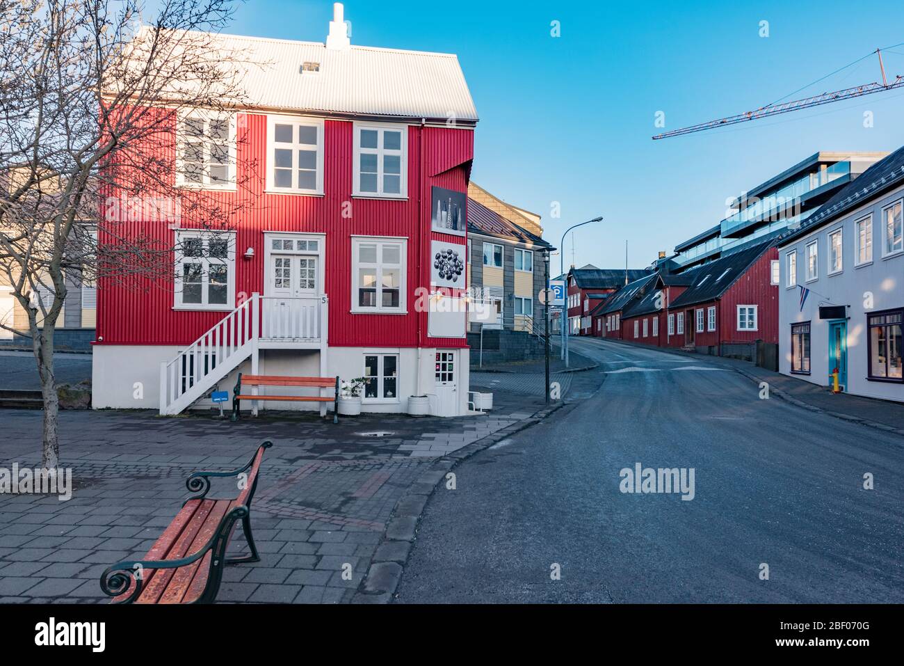 old houses in historical city of Reykjavik, Iceland Stock Photo