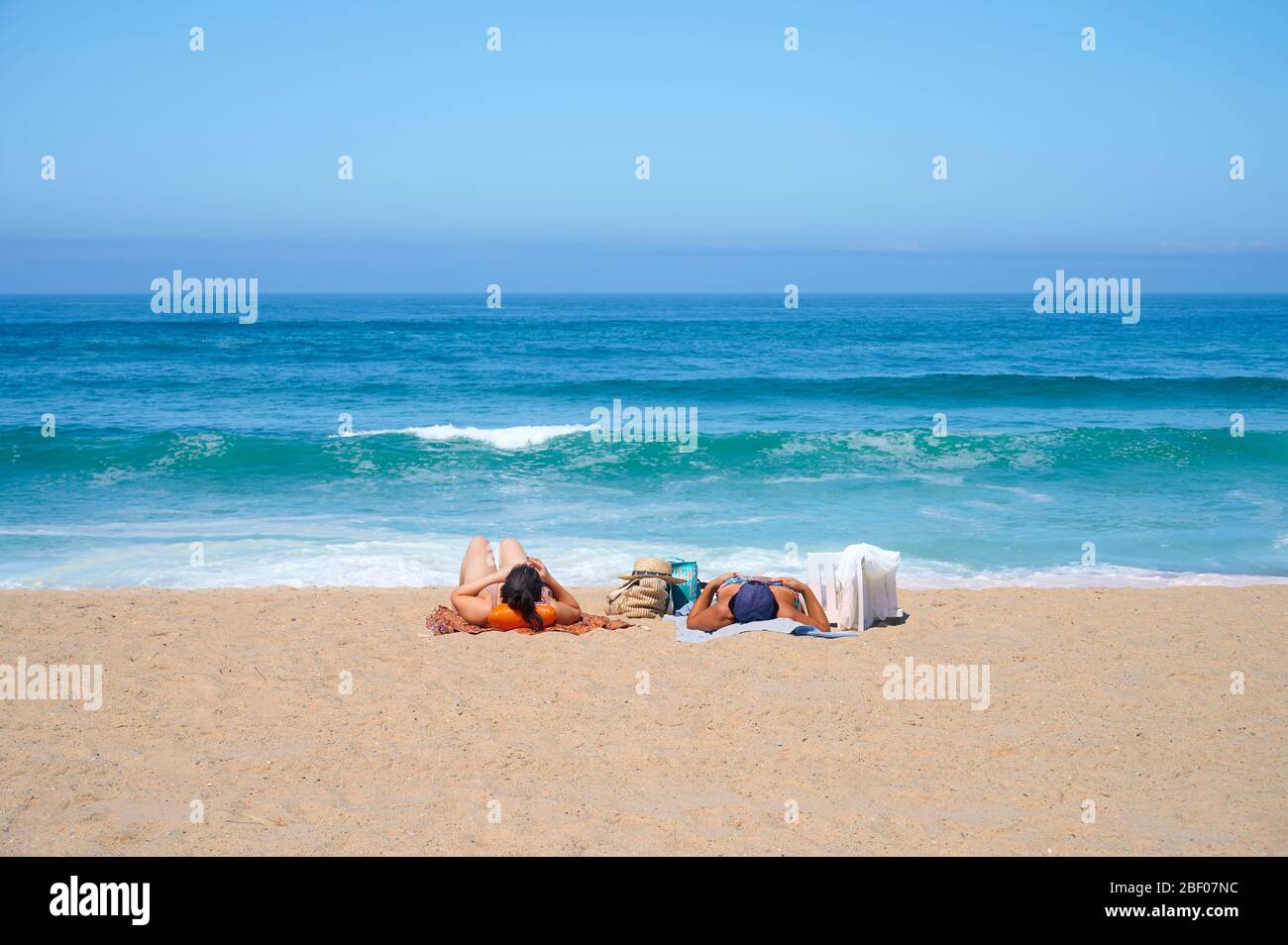 Beach of Faz do Arelho at portugal in summer Stock Photo