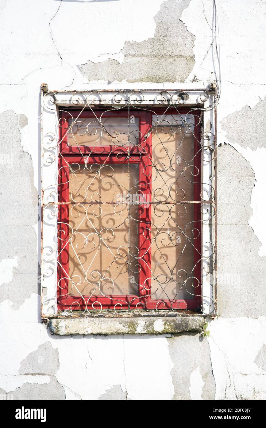 Boarded up window, Dublin city, Ireland. Stock Photo