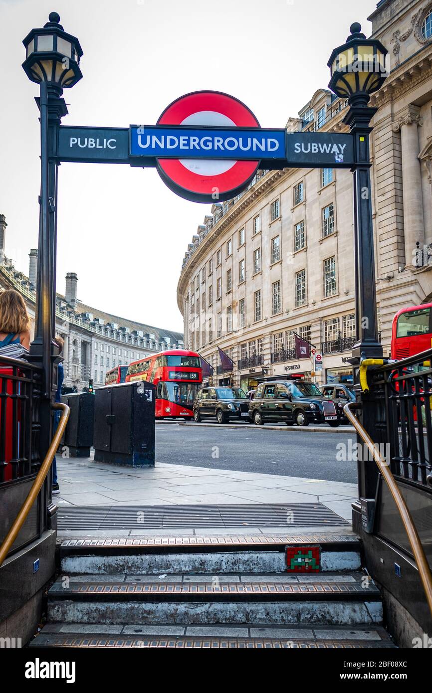 LONDON Regent street and Piccadilly Circus underground station, a