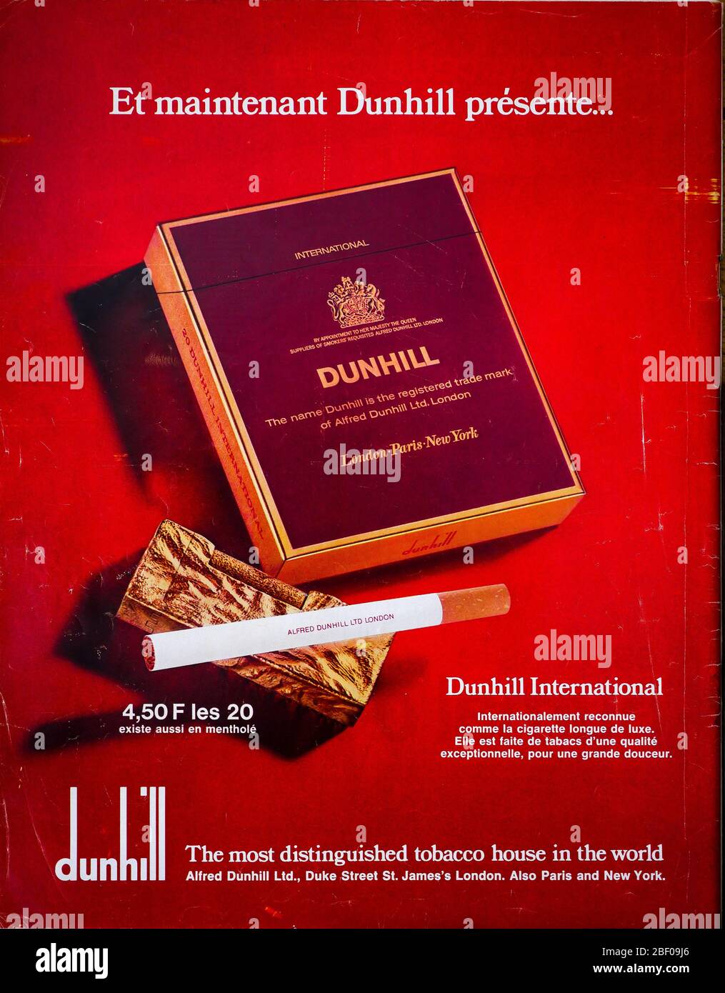 Advertisement page for Dunhill filter cigarettes, published on the back ...