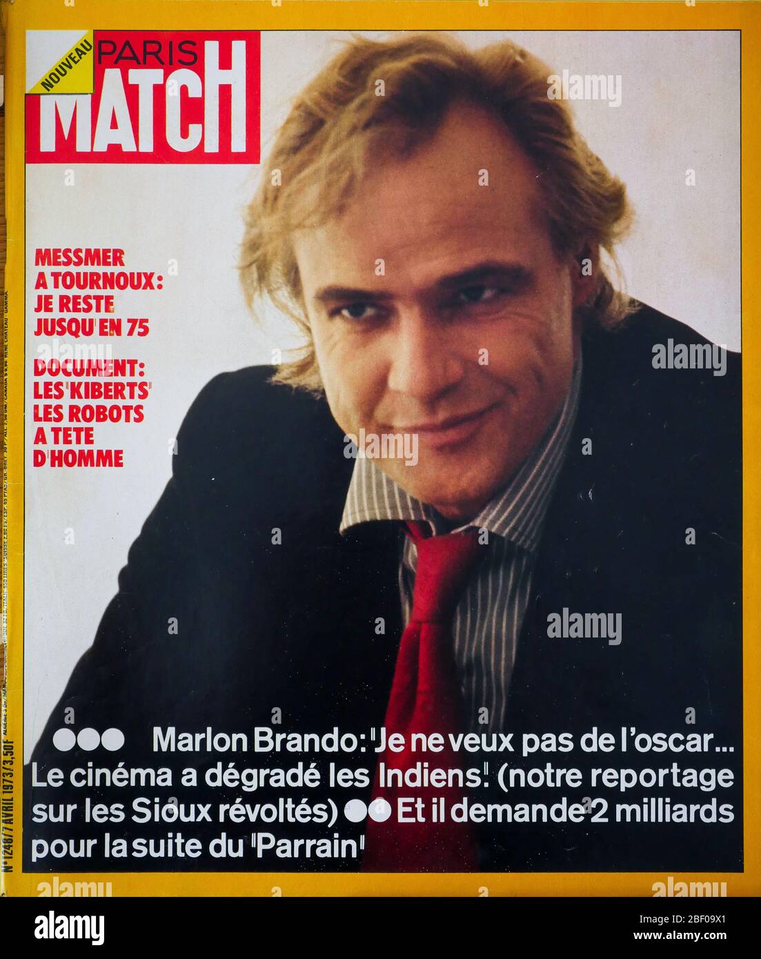 Frontpage of French news and people magazine Paris-Match, n° 1248, American actor Marlon Brando, France Stock Photo