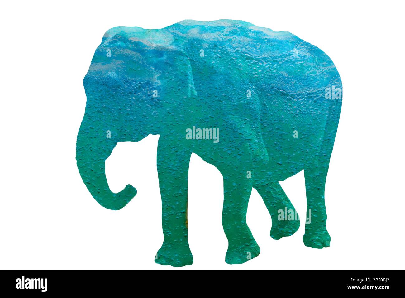 Elefant Illustration mit türkis blauer Wasser Struktur Stock Photo