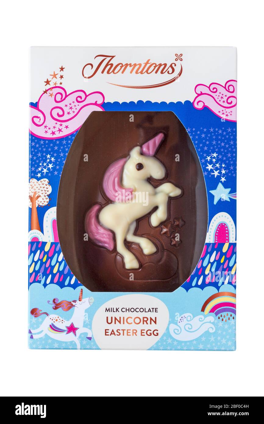 Thorntons milk chocolate Unicorn Easter Egg isolated on white