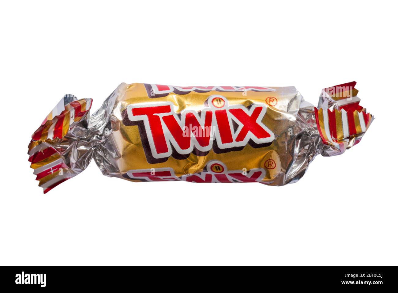 Twix chocolate from packet of Mars Celebrations isolated on white background Stock Photo