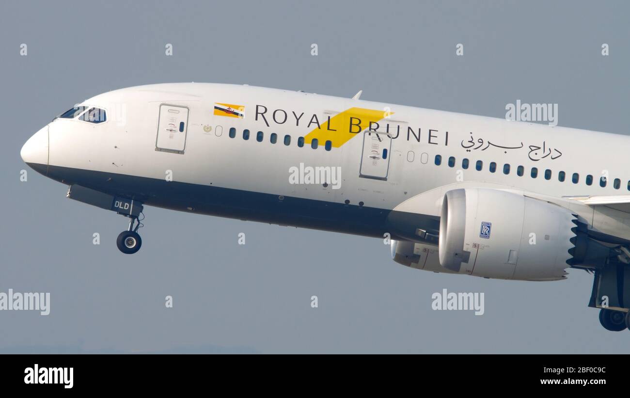Royal Brunei in the sky Stock Photo