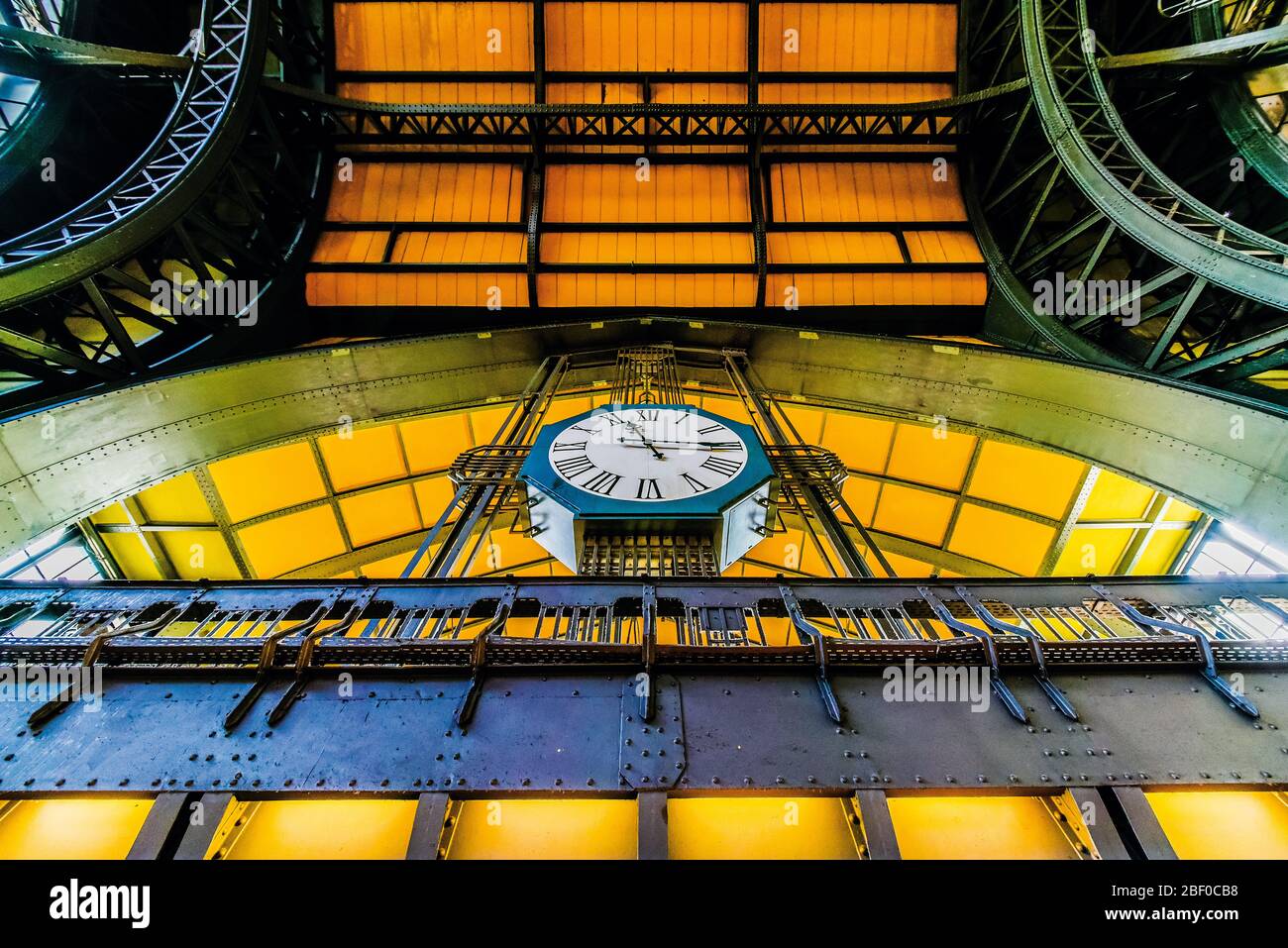 vintage clock at central station of hamburg, germany Stock Photo