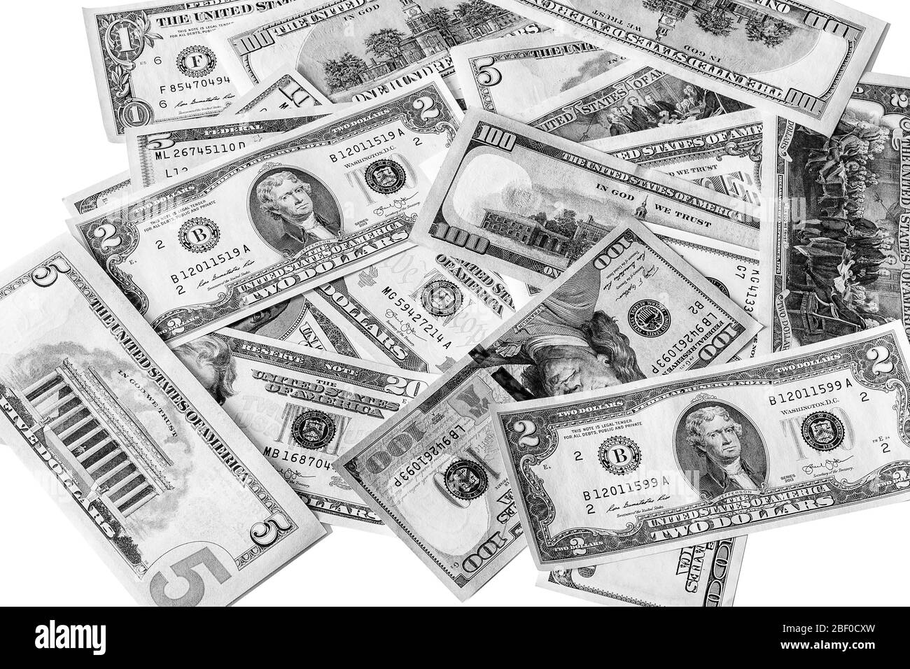 American one dollar bills Black and White Stock Photos & Images - Alamy