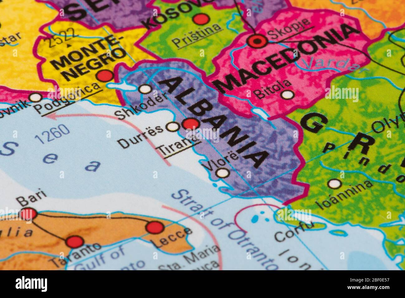 Europe, map of Albania Stock Photo - Alamy
