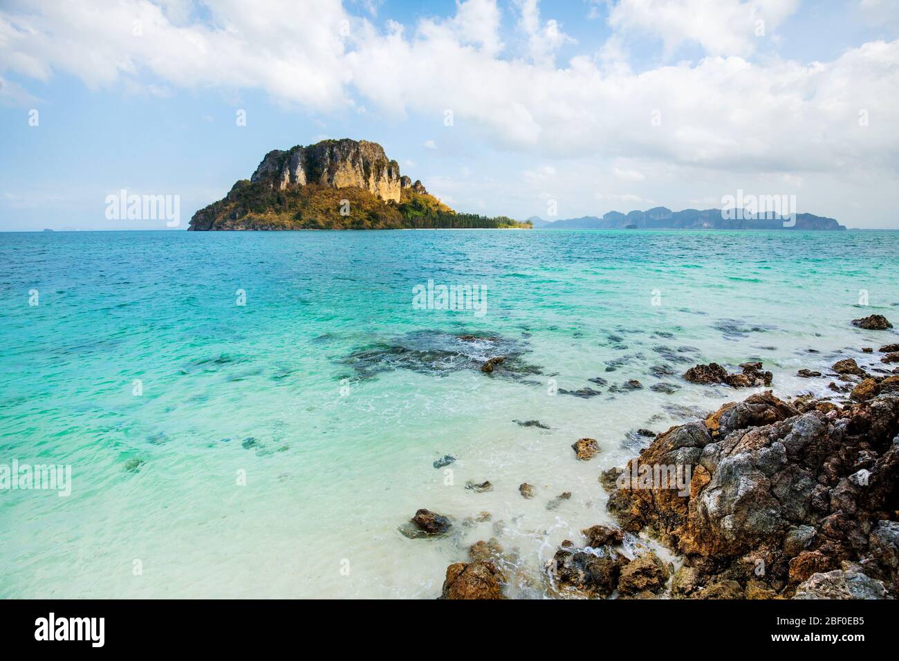 Crystal clear water in Tup Islands, part of the Four Island tour in Krabi province. Ao Nang, Thailand. Stock Photo