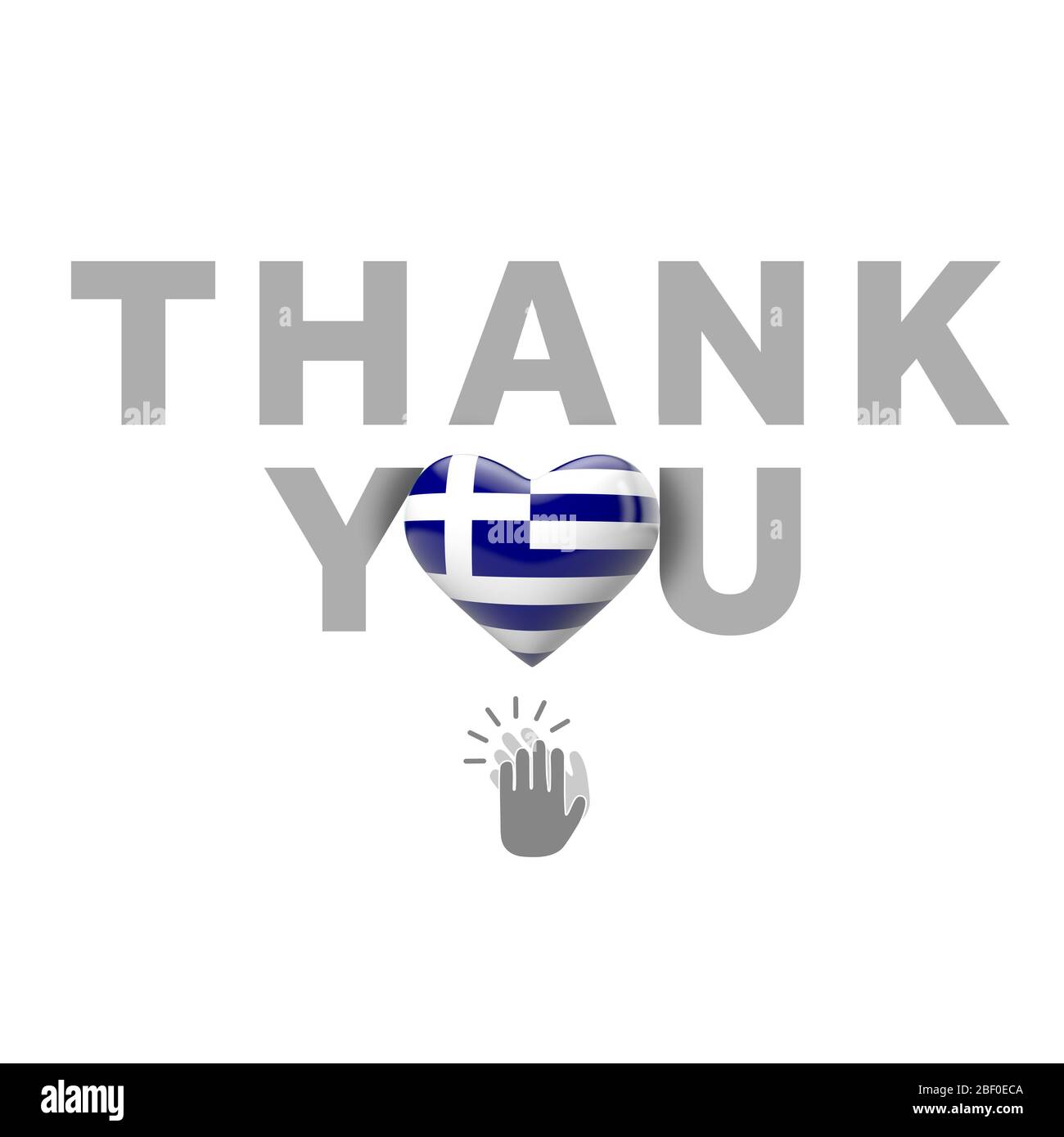 Thank you message with Greece flag heart. 3D Render Stock Photo Alamy
