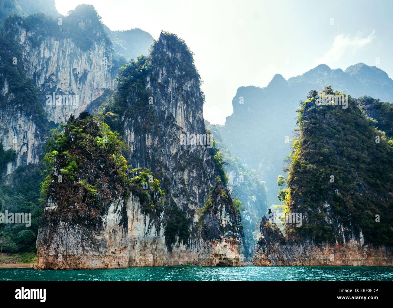 Karst cliffs in Khao Sok National Park, Thailand. Stock Photo