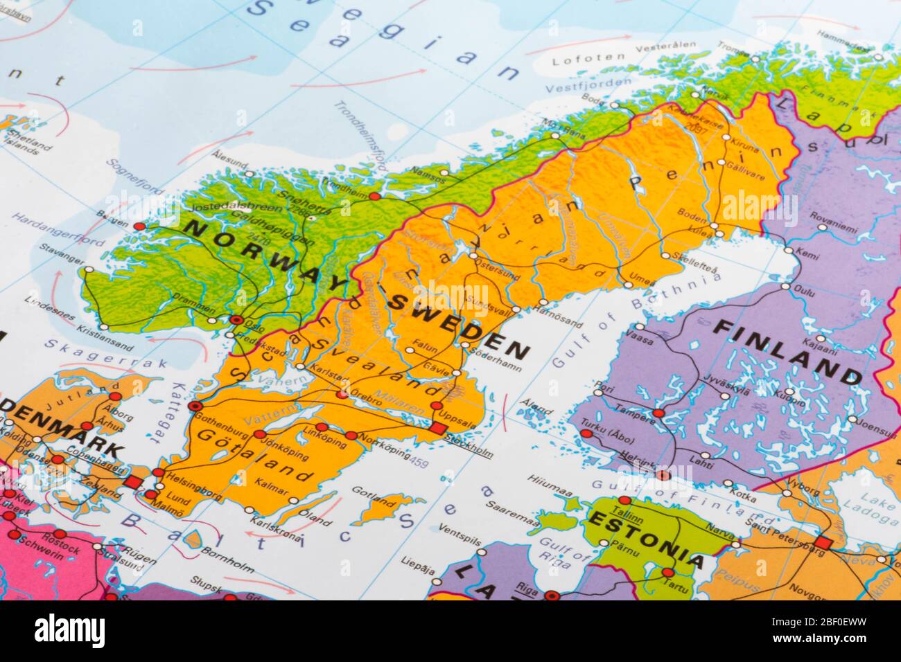 Europe, map of Sweden Stock Photo