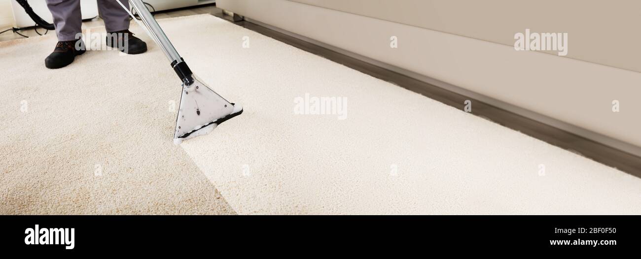 Dirty Stained Carpet Vacuum Cleaning Professional Service Stock Photo