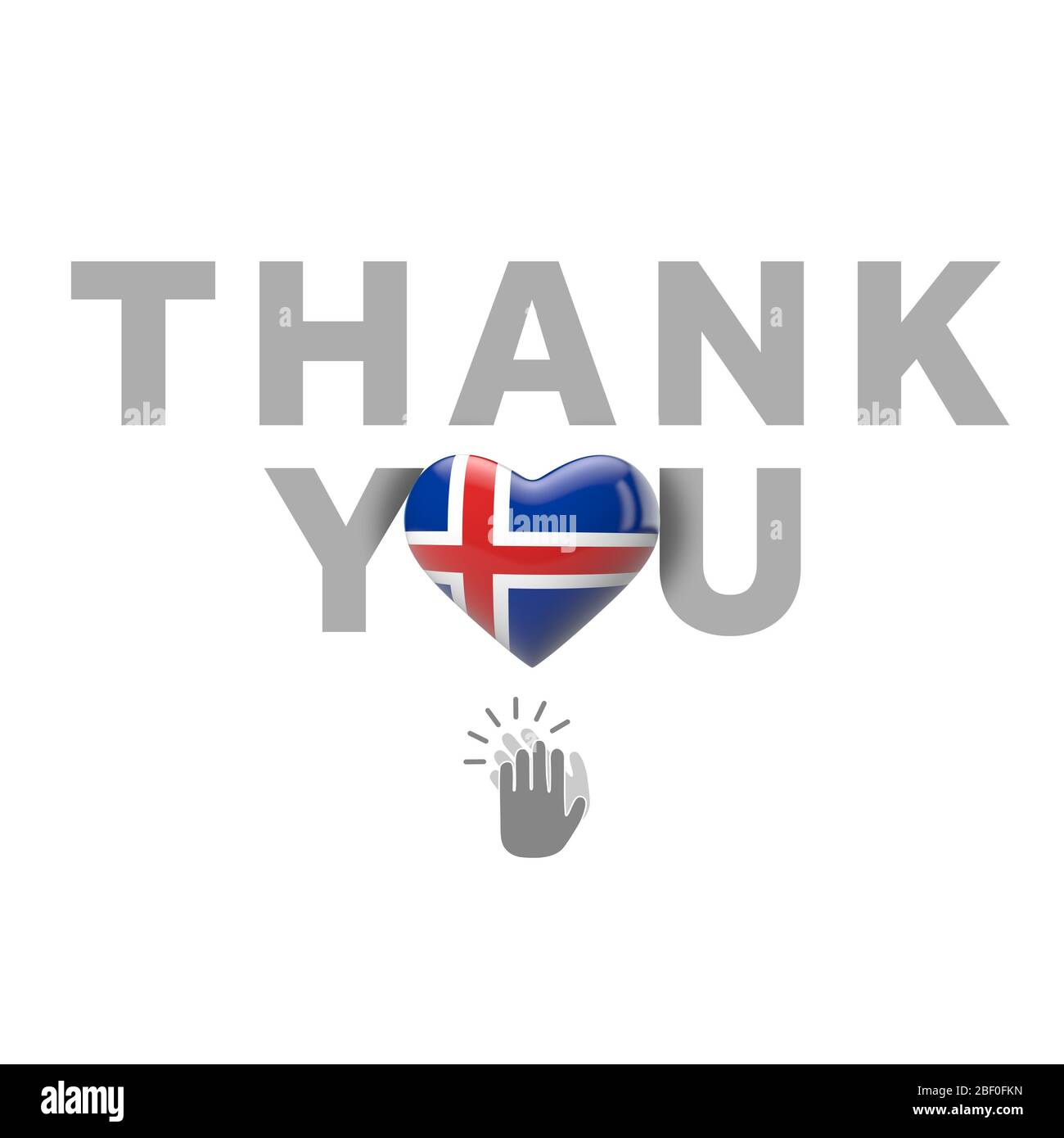 Thank you message with Iceland flag heart. 3D Render Stock Photo Alamy