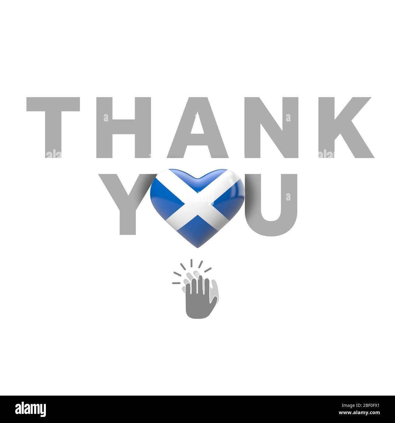 Thank you message with Scotland flag heart. 3D Render Stock Photo Alamy