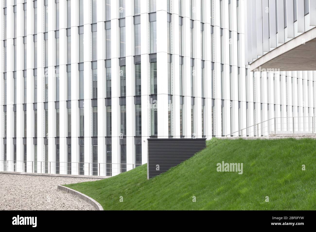 Modern architecture building, white contemporary exterior of business center, office building detail Stock Photo