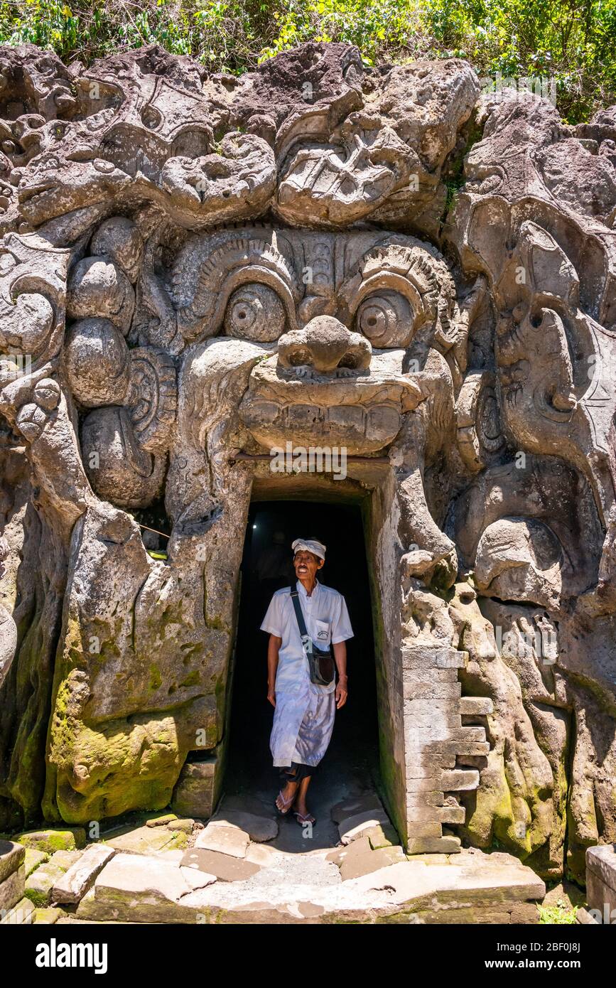 Vertical view of the Elephant cave in Bali, Indonesia. Stock Photo