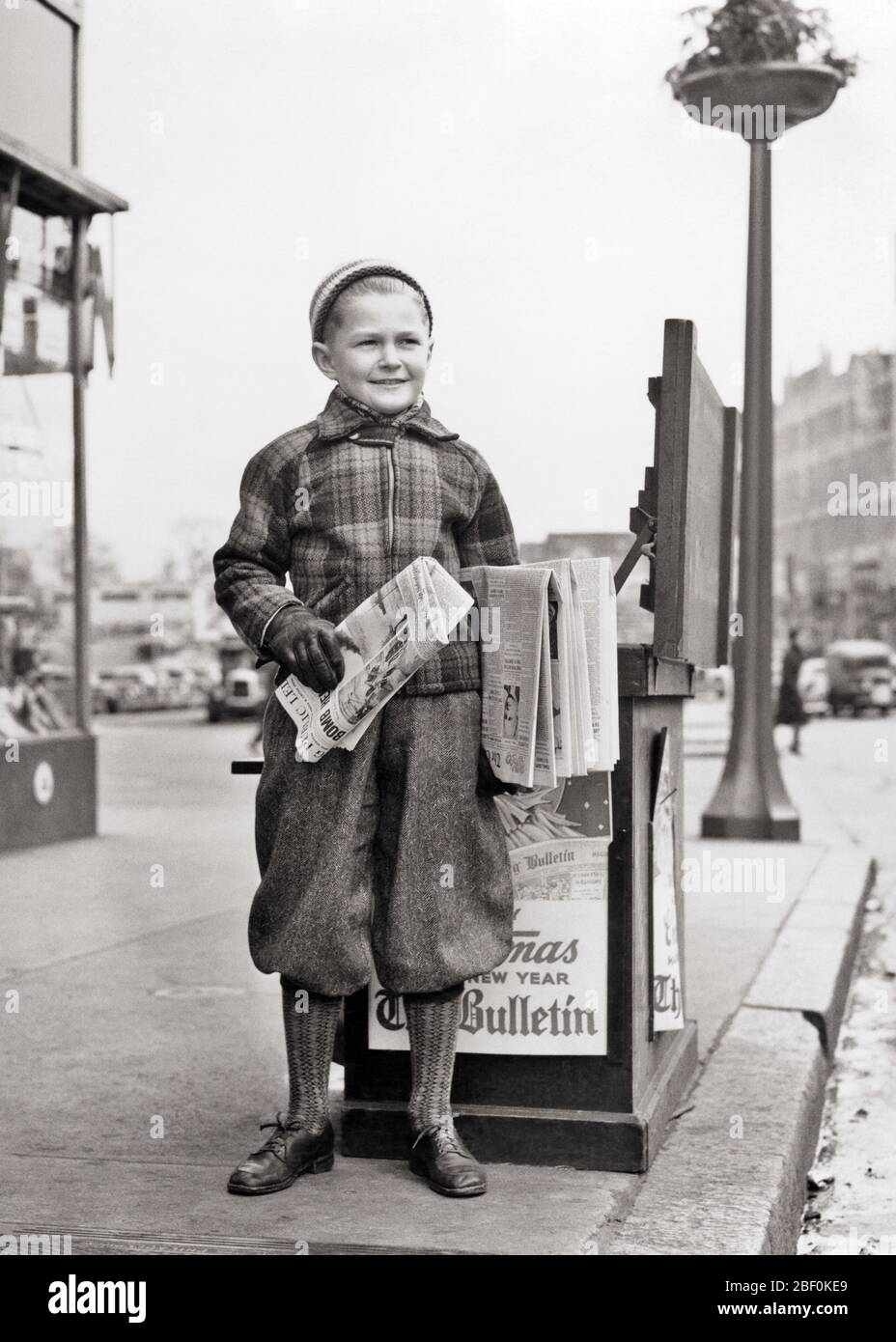 1930 Happy Little Boy Striped Socks Knickers Hat Suit 30s Vintage Photograph Black White Photo