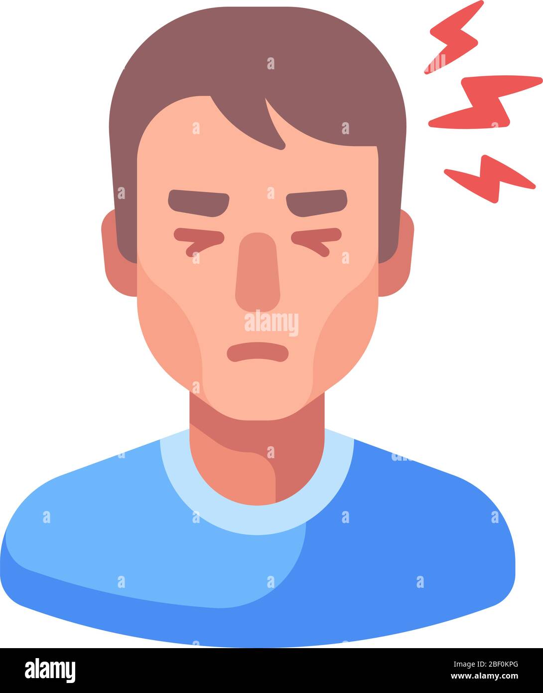 Headache flat illustration. Tired man feeling sick Stock Vector Image