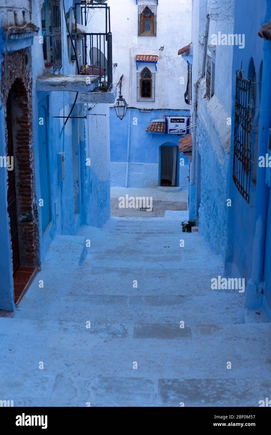 Street of Chefchaouen Old Town (Chaouen) known as Blue City, Morocco, Africa Stock Photo