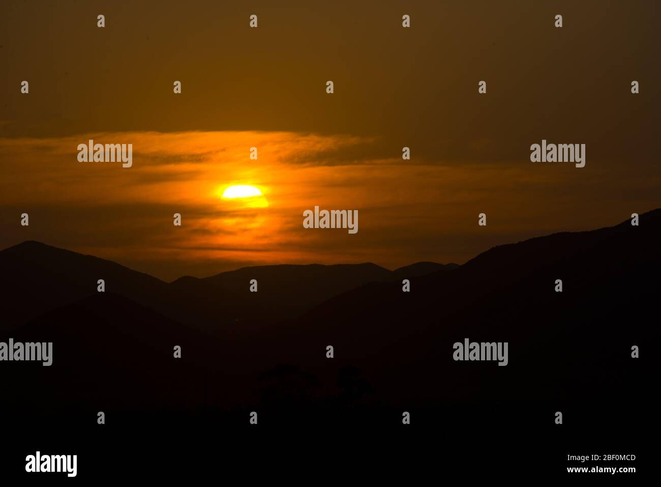 sunset over mountain range in little karoo, south africa Stock Photo