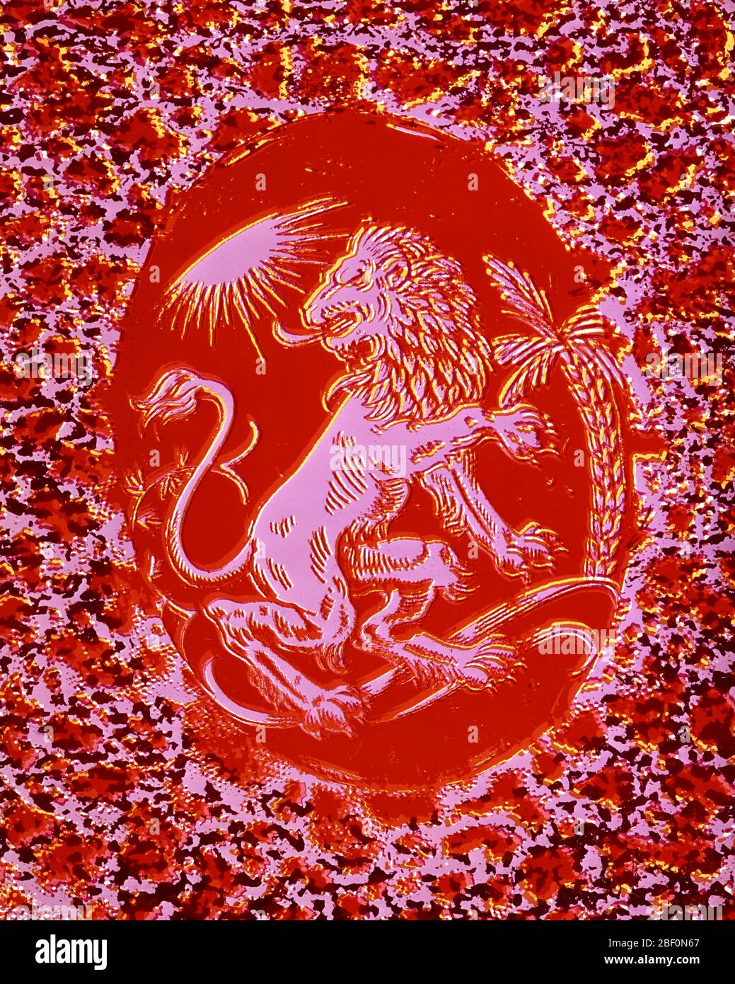 1960s LEO THE LION FIFTH SIGN OF THE ZODIAC ELEMENT OF FIRE RULING PLANET THE SUN BRIGHTEST STAR REGULUS  - ka3073 PHT001 HARS REPRESENTATION Stock Photo