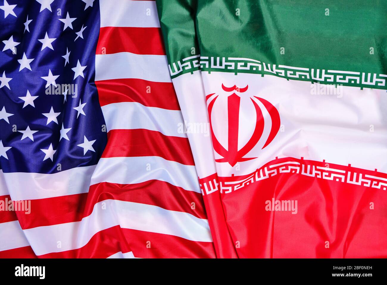 Flag of the United States of America and Iran Stock Photo