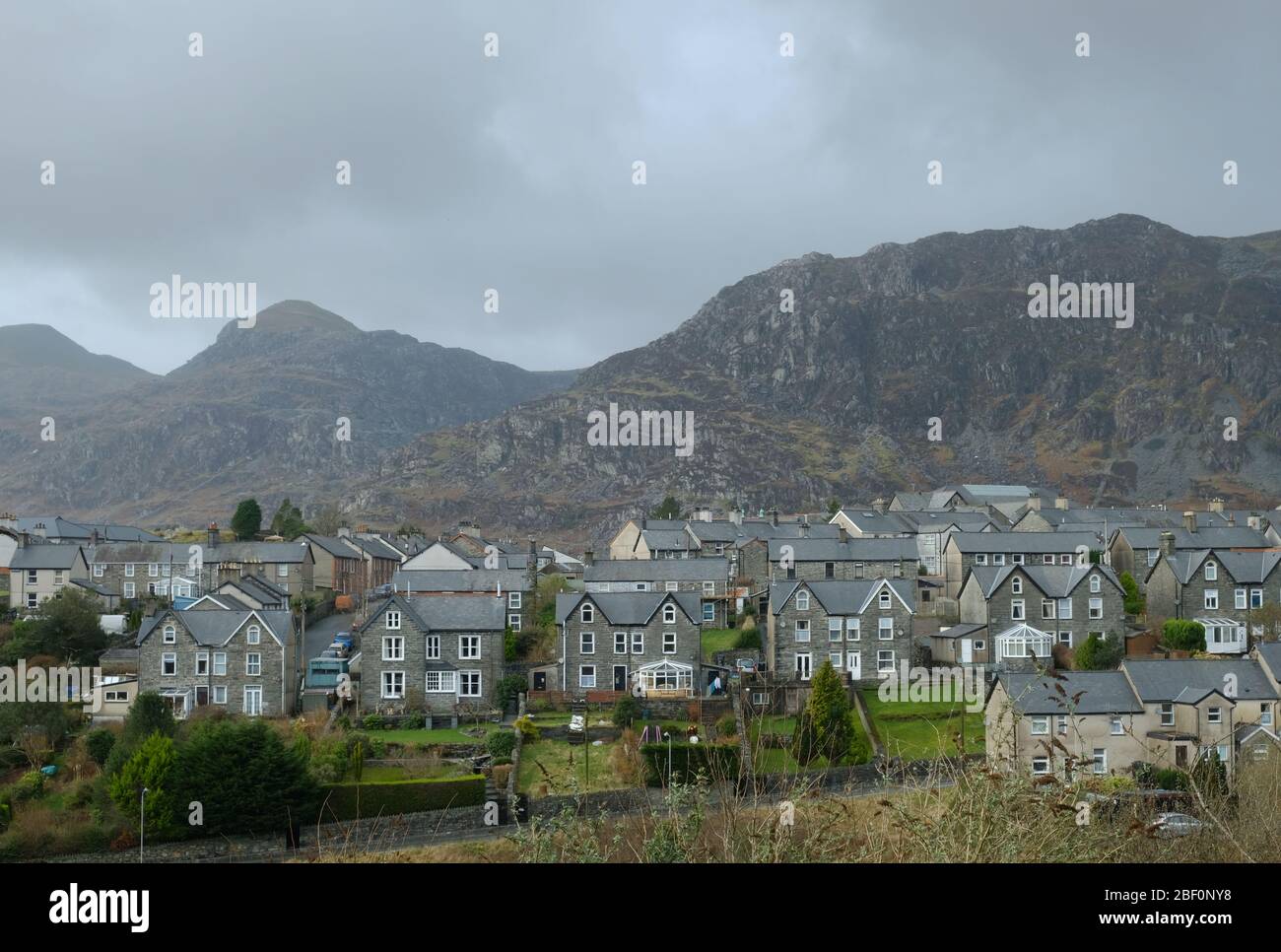 Victorian houses in the upland town of Blaenau Ffestiniog in Snowdonia